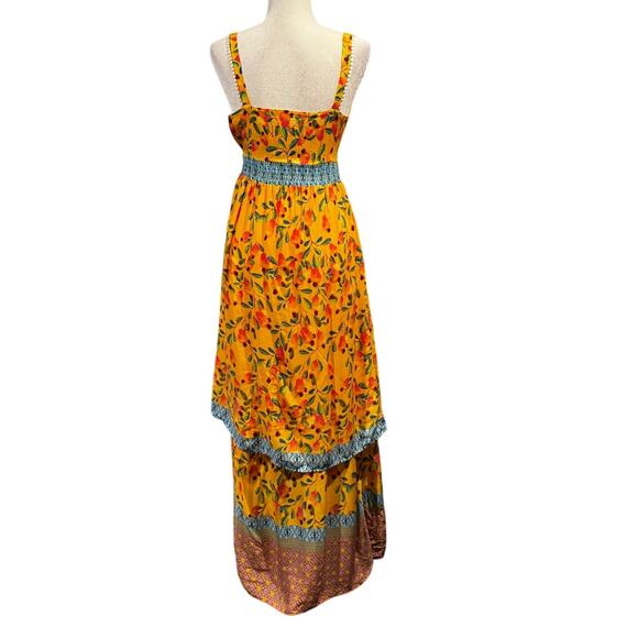 FARM RIO x ANTHROPOLOGIE Anjou Yellow Tiered Maxi Dress Size 0/XS - Picture 2 of 6